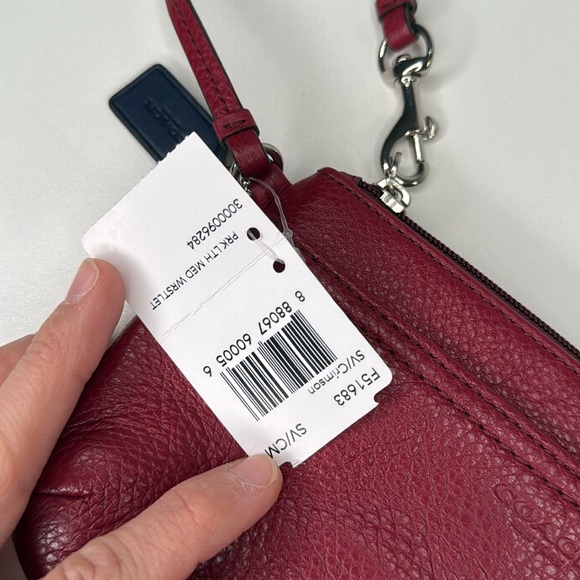 Coach pebbled leather medium wristlet crimson nwt prk lth F51683 NEW - Picture 5 of 15